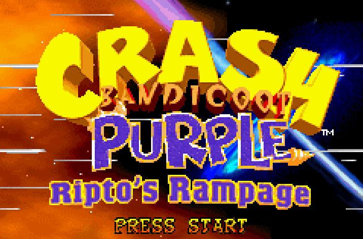 Crash Bandicoot: Purple Ripto's Rampage Title Screen